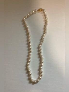 Classic White Pearl Necklace with Gold Clasp - Women Jewelry